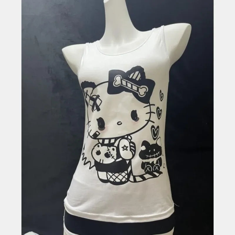 HELLO KITTY Grunge Skull Tank Top