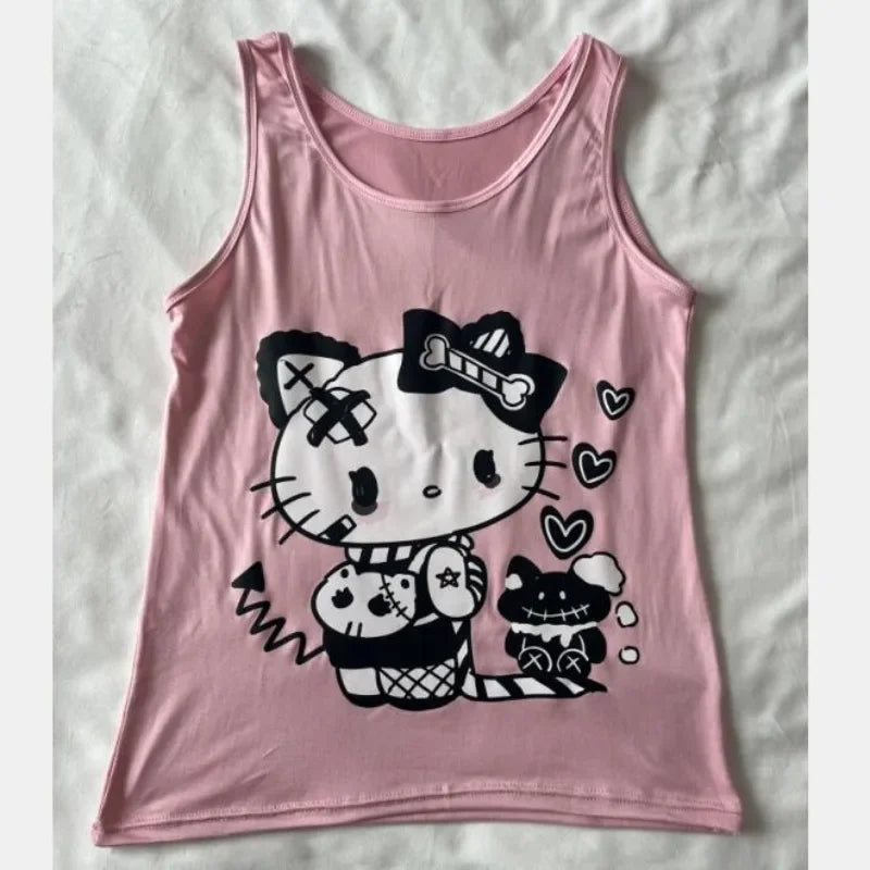 HELLO KITTY Grunge Skull Tank Top