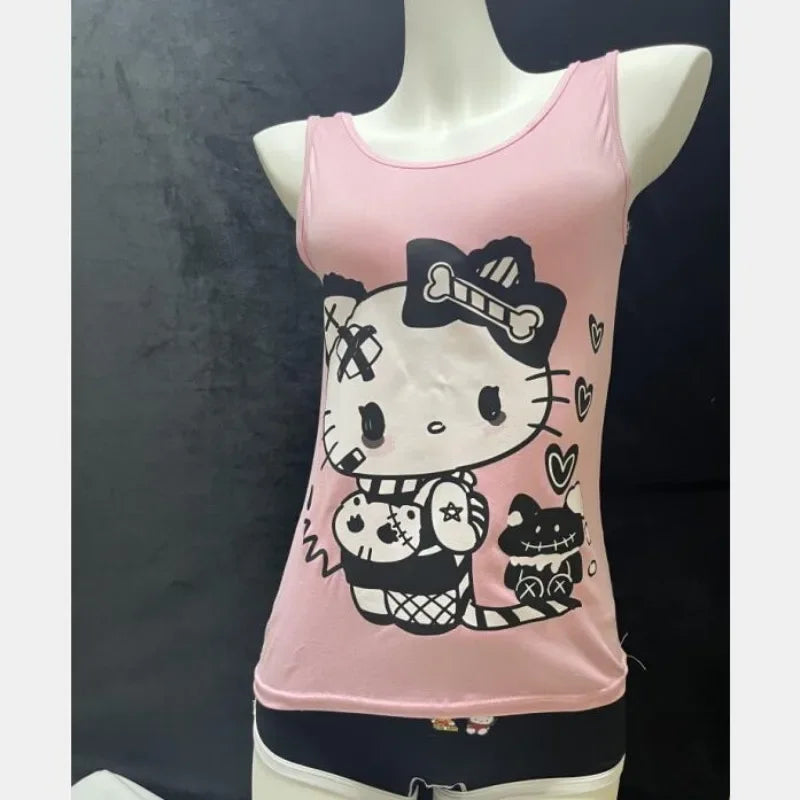 HELLO KITTY Grunge Skull Tank Top