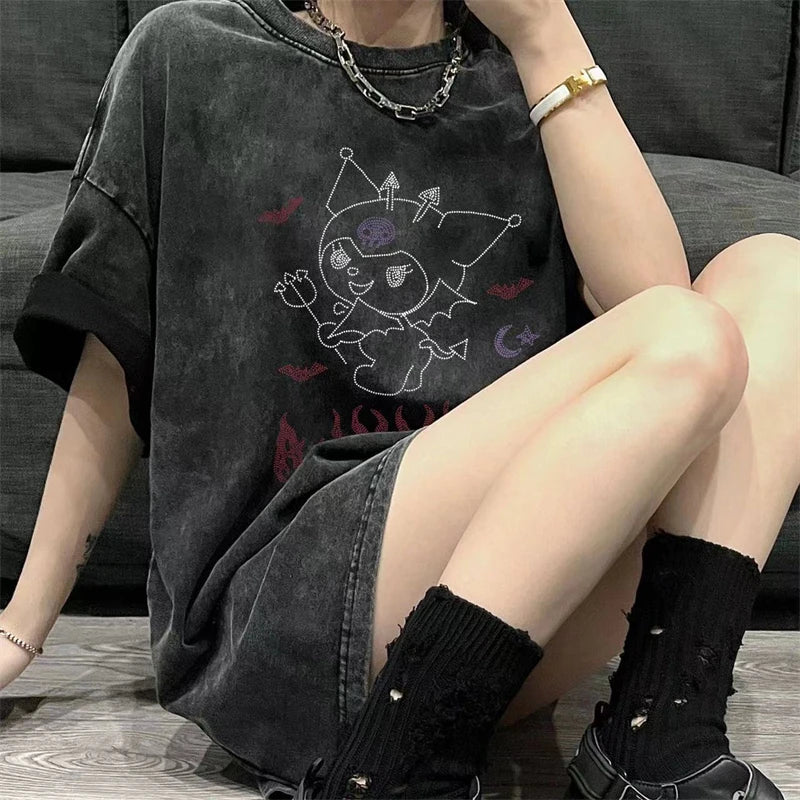 KUROMI Grunge Grey Tee
