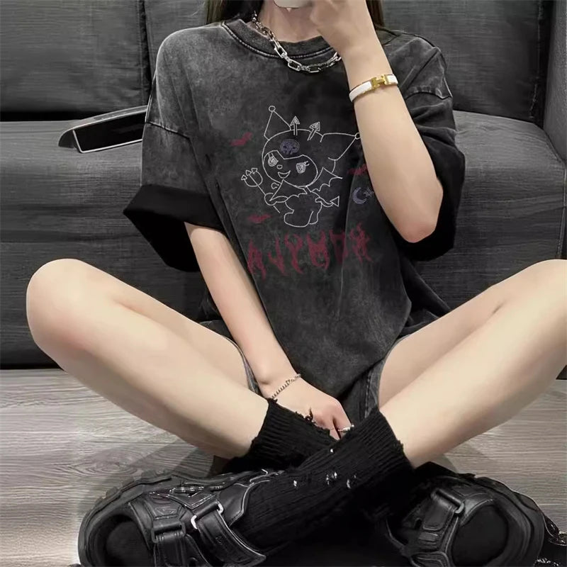 KUROMI Grunge Grey Tee